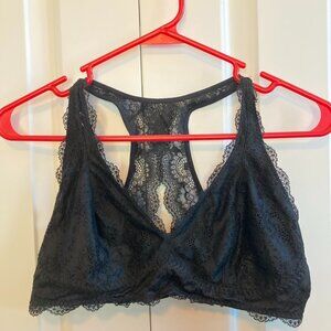 Felina Black Lace Racerback Bralette Bra Large Wireless